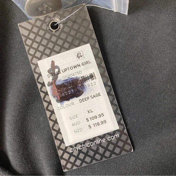 CITY CHIC 'Uptown Girl' Deep Sage Black Belted Midi Dress Plus Size XL AU 22 - Picture 6 of 13